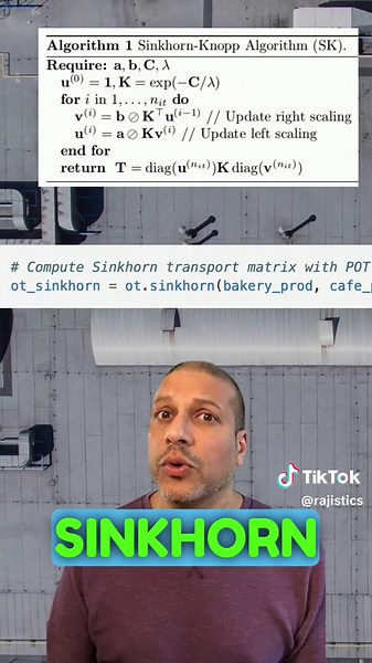 Python Optimal Transport is an open source Python library providing several solvers for optimization problems related to Optimal Transport for signal, image processing and machine learning. Walking through a simple example using earth movers distance (EMD) and then moving to the Sinkhorn Knopp Algorithm. You can see examples of the cost matrix and the effects of regularization. #datascience #machinelearning #optimization #sinkhornknopp #pythonoptimaltransport #earthmoversdistance #regularization