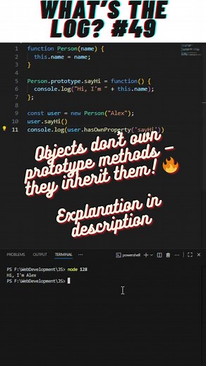 Prototype Chain Puzzle 🧩 in JavaScript | What’s the Log? 49 #trending #shorts