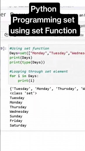 Python Programming set using set Function #python #ai