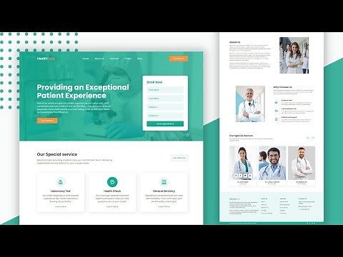 Build a Health Care Website Landing Page Using HTML and CSS | Responsive Website