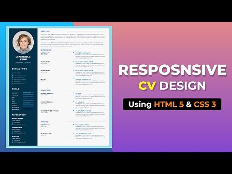 How to Create a Responsive Resume Website using HTML and CSS | Resume CV Design in HTML CSS