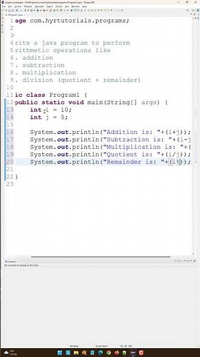 Write a java program to perform the arithmetic operations on two numbers | Java | #shorts