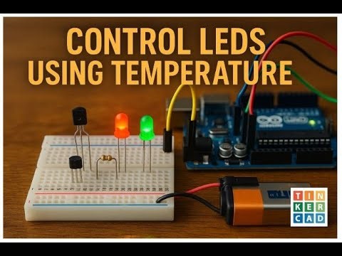 12 Arduino Uno Controlling LED By Using Temperature sensor Block code Tinkercad