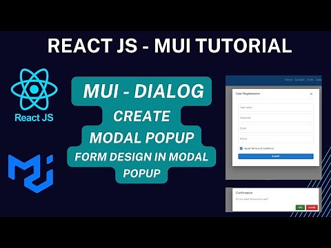 MUI Dialog in React JS | create modal popup with form control | React JS - MUI Tutorial