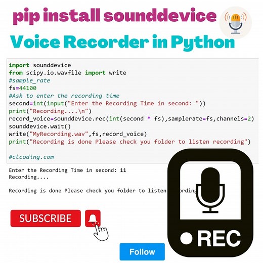Voice Recorder in Python | Python Coding