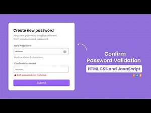 Confirm Password Validation Using Html Css And Javascript | Code With Harsh