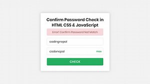 Password and Confirm Password Validation in HTML CSS & JavaScript