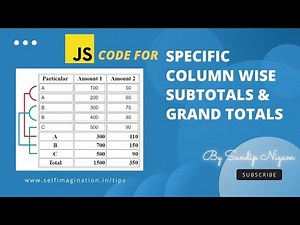 How to Calculate Specific Column Wise Subtotals and Grand Total Using JavaScript | Sum of Arrays