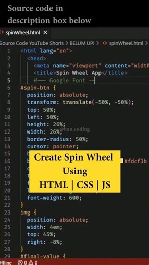 Create Spin Wheel Using HTML | CSS | JS - Source Code in Description Box Below