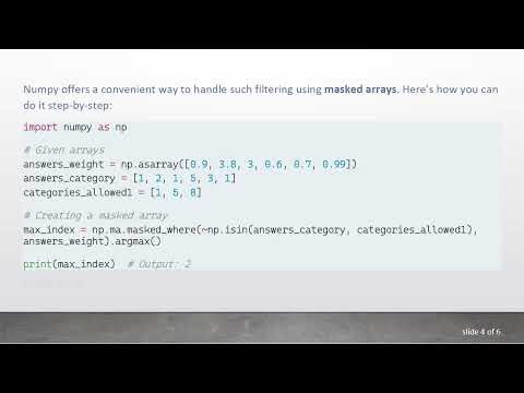 Finding the Index of the Max Element in a Numpy Array Based on Allowed Categories