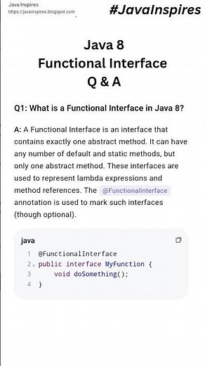 What is a Functional Interface in Java 8? #java #javainspires
