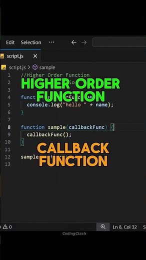 Callback Function and Higher Order Function in Javascript | CodingClash | #coding #javascript