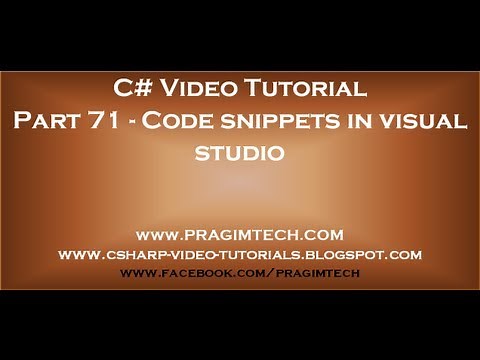 Part 71 Code snippets in visual studio