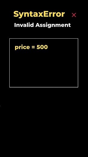 1.3. SyntaxError: Invalid Assignment | Python Error Fix #coding #python