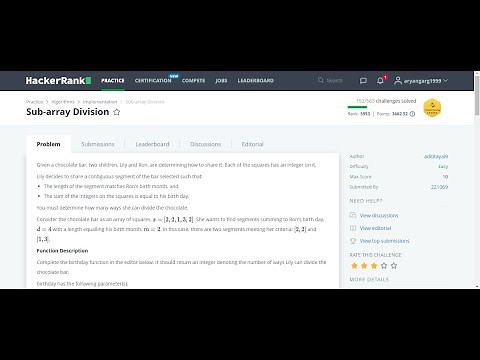 Sub-Array Division | HackerRank | Problem Solving | Basic | C++ Implementation |