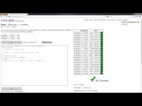 CodingBat - Java Warmup-1 Solution - posNeg