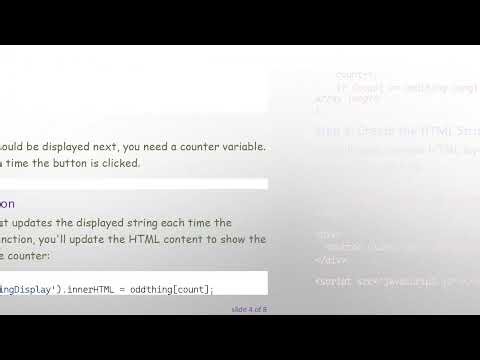 Using a Button to Display One Array String at a Time in JavaScript