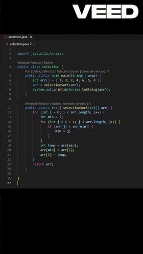 Selection Sort in Java - Sorting Algorithms Explained with Code! #selectionsort #sortingalgorithms.
