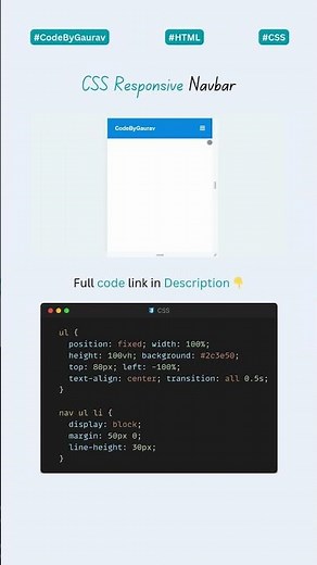 🌐 Fully Responsive Navbar Using HTML & CSS – Must Try! #webdevelopment #coding #navbar #css #shorts