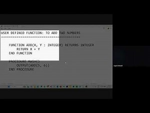 USER DEFINED FUNCTION PSEUDO CODE WRITING AND PROGRAM WRITING - BY AQEEL AHMED