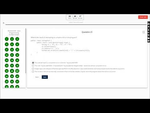 Java Programming Fundamentals Answer - Infosys Springboard Assessment