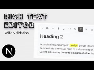 Custom Rich Text Editor With Validation | Next.js 14 & React js | next js tailwind css