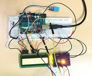 Temp & Humidity Sensor With LCD Disp & LED Indicator