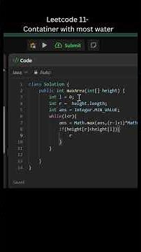 Two Pointers - Leetcode 11 : Container with Most Water. Data Structures & Algorithms #dsa #leetcode