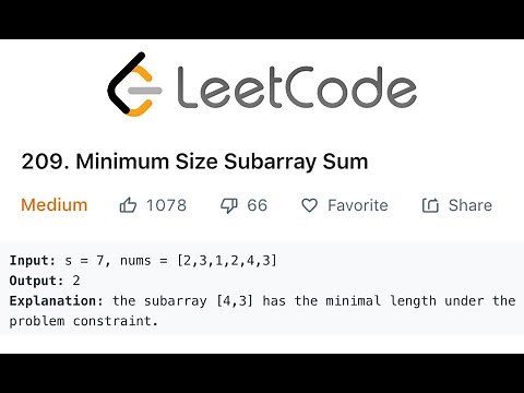 LeetCode Minimum Size Subarray Sum Solution Explained - Java