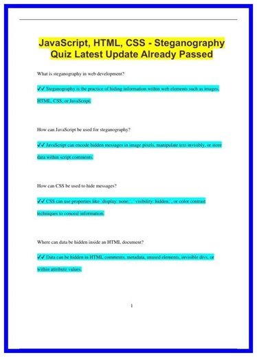 JavaScript HTML CSS Steganography Quiz Latest Update Already Passed986 636x882