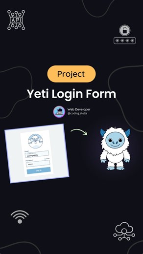 Stella • Coding • HTML • CSS • JAVASCRIPT | Yeti Login Form Animation Using HTML CSS 😱❄️ A Next Level Login Form With Yeti Hide Eyes Show 😎 💬 Comment "Yeti" for Source code Code... | Instagram