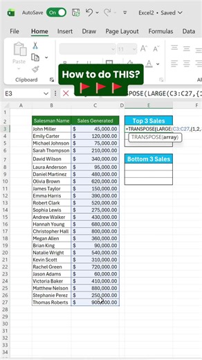 Mastering Excel: Top & Bottom 3 Values Using Functions