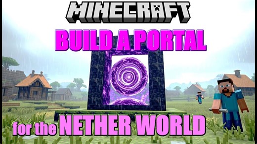 Minecraft build a portal to the Nether world under the rain