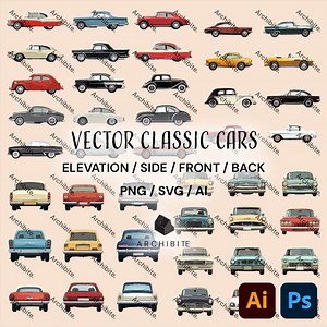 Vector Side View Classic Cars - Etsy