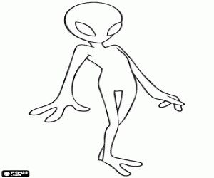 An alien with huge eyes coloring page printable game
