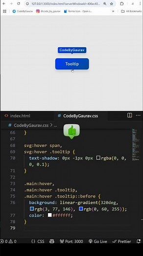 💬 Tooltip on Hover using HTML & CSS #webdevelopment #coding #htmlcss #shorts