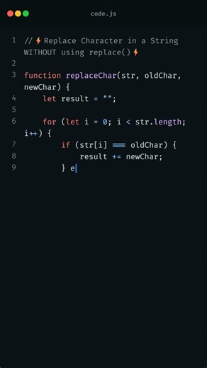 Replace Character in String Without replace in JavaScript Interview Logic