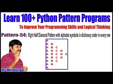 Learn 100+ Python||54: Right Half Diamond Pattern with alphabet symbols in dictionary order
