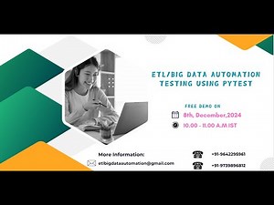 DEMO ETL AUTOMATION TESTING | BIG DATA AUTOMATION TESTING | PYTHON | PYSPARK | PYTEST - 9739896812