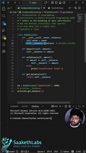Encapsulation in Python Explained 🐍 | OOP Concept in 30 Seconds #programminglanguage #coding
