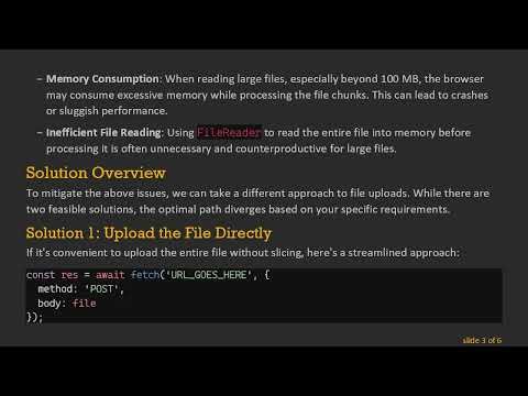 How to Prevent Browser Crashes When Uploading Large Files in JavaScript and ReactJS