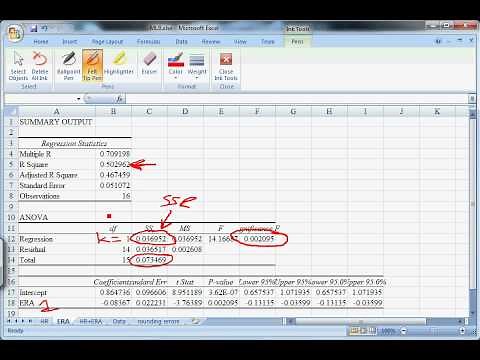 Excel Walkthrough 4 - Reading Regression Output