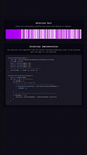 Generate a Gradient Color with Selection Sort in Javascript