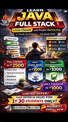 If you want to learn Java full stack development join our WhatsApp channel