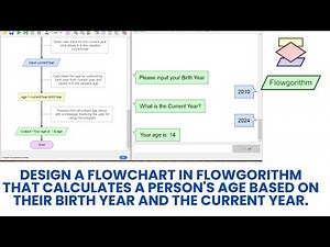 Design a flowgorithm that calculates a person's age based on their birth year and the current year.