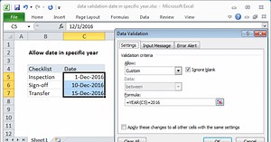 Data validation date in specific year