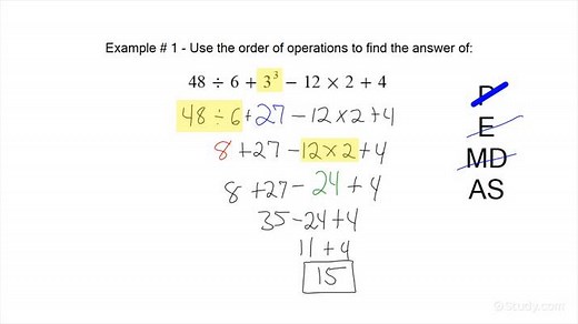 Using the Order of Operations without Parentheses | Math | Study.com