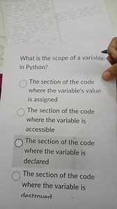 What is the scope of a variable in Python?The section of the c... | Filo