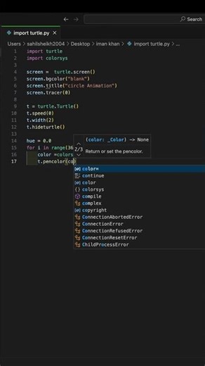 Satisfying Python Turtle Animation 🌈 #python #programming#shorts