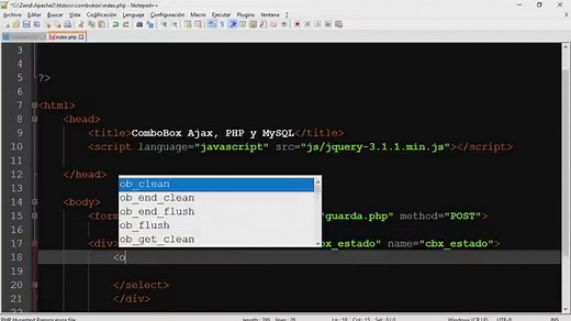 Curso en PHP y MySQL 7: Combobox (Select) dinámicos